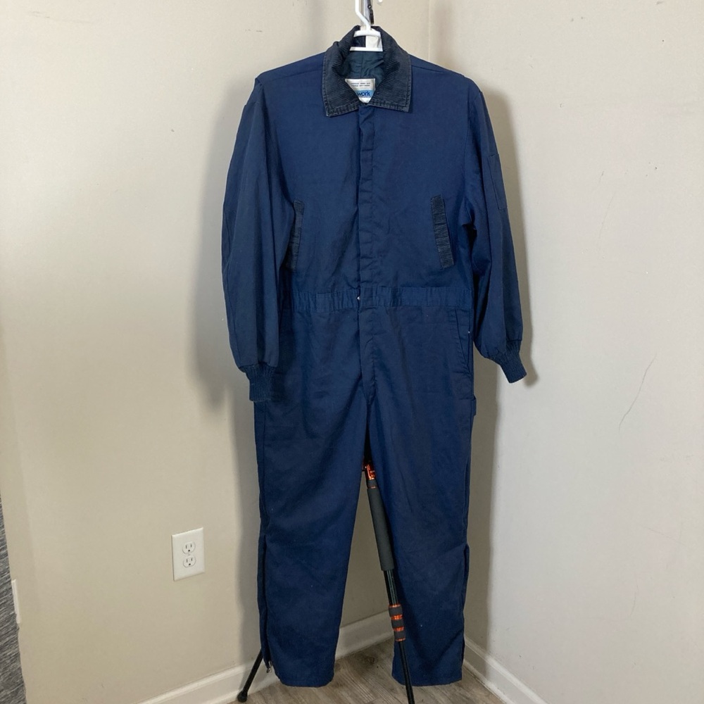 Sears Vintage Men's Navy Workwear Overalls Pants Zip top and bottoms